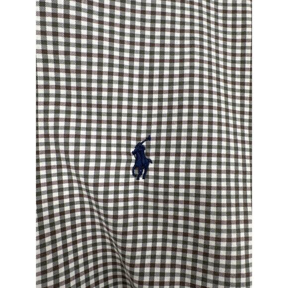 90s Vintage Ralph Lauren Shirt Men XL Olive Green Check Plaid Button Pony Cotton - Picture 5 of 9